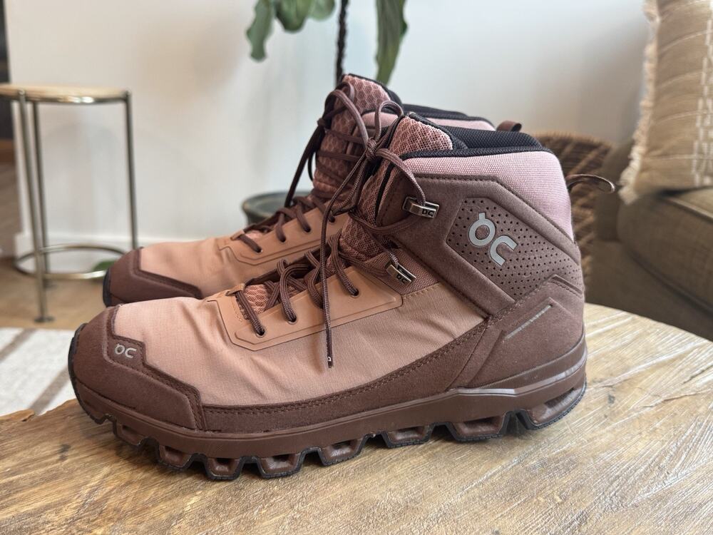 On Cloudridge Women’s Hiking Boots Mocha Pebble 11 Gorpcore Pink High Top